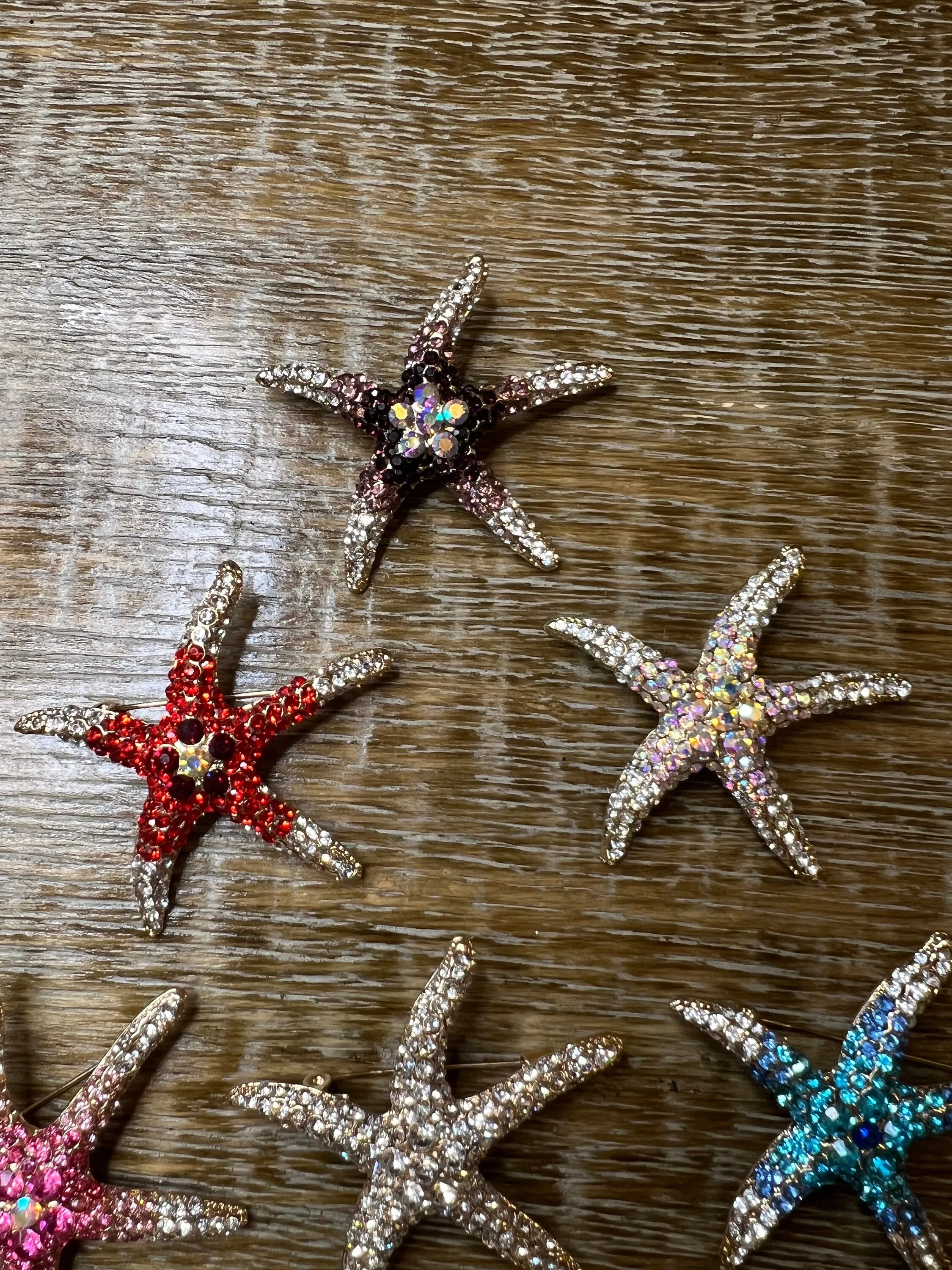 6cm Starfish Rhinestone Brooch Pin, 9 colours, Gold, Silver, Multicolour, FAN Design, Gift, Accessory, FAN Design