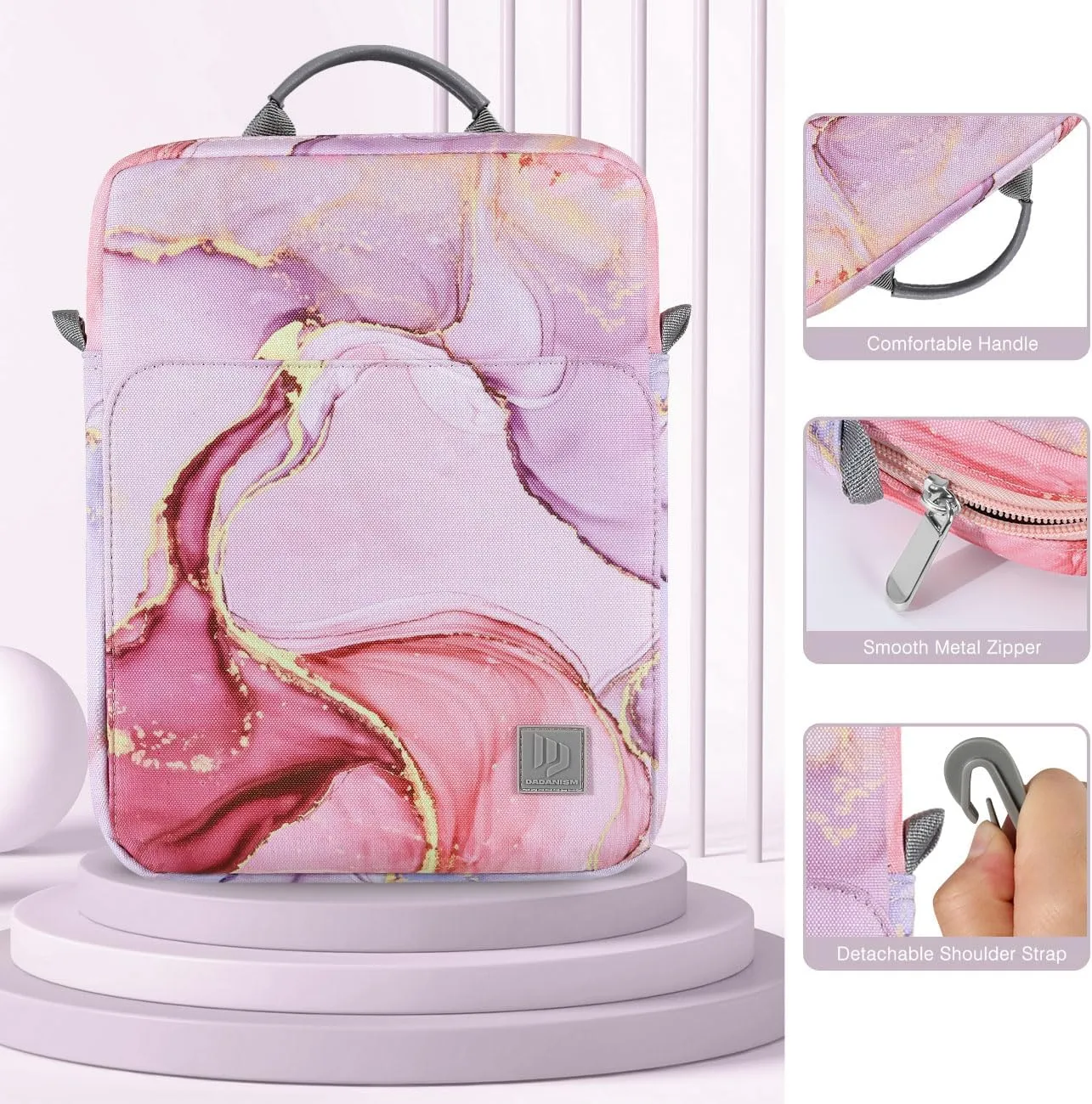 9-11 Inch Tablet Sleeve Bag Carrying Case with Shoulder Strap for iPad 10th Gen 10.9", iPad (A16) 11", iPad 9/8/7th 10.2", iPad Air/Pro 11", iPad Air 5/4, Galaxy Tab A9  Plus 11", Cloudy Pink