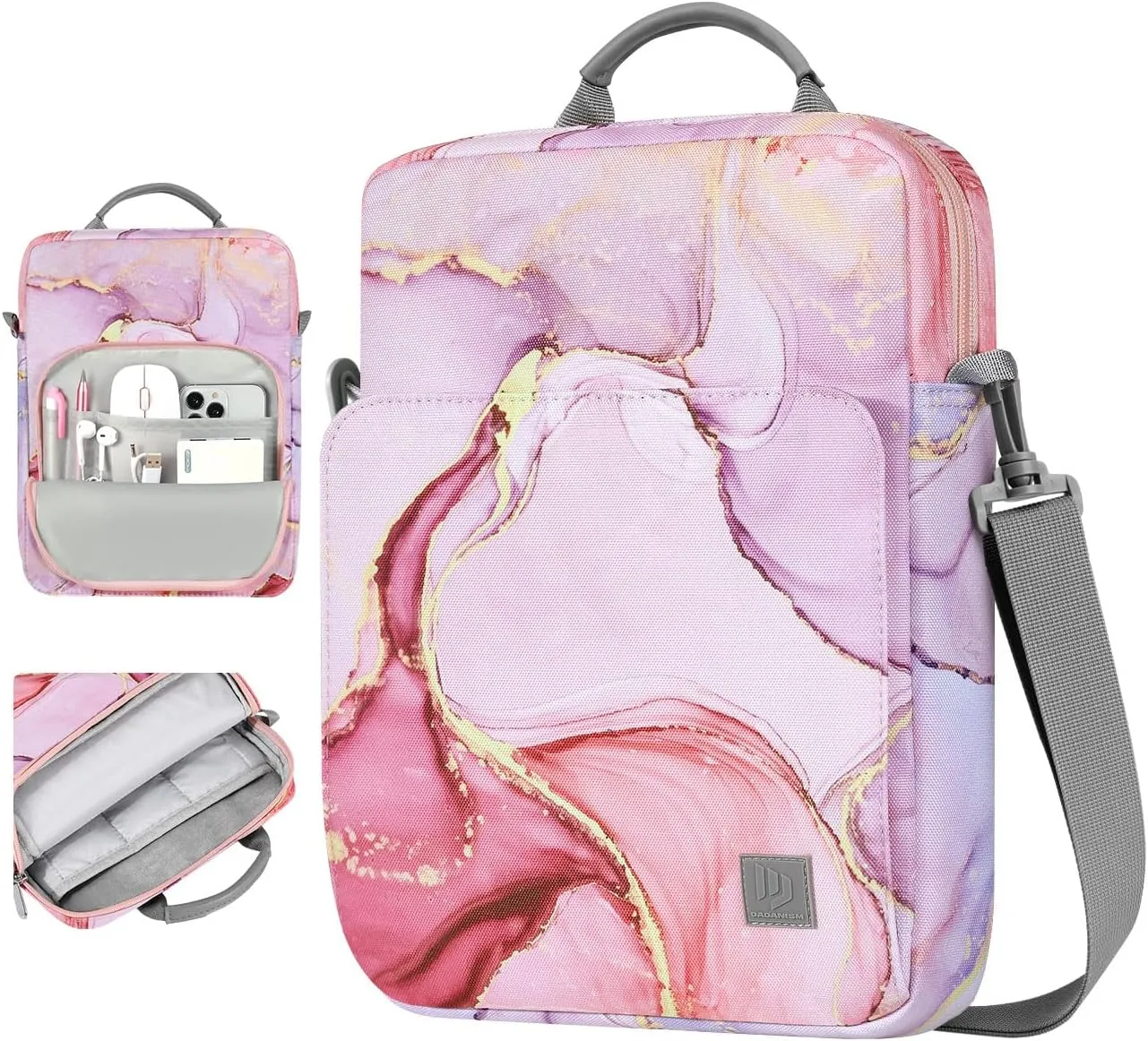 9-11 Inch Tablet Sleeve Bag Carrying Case with Shoulder Strap for iPad 10th Gen 10.9", iPad (A16) 11", iPad 9/8/7th 10.2", iPad Air/Pro 11", iPad Air 5/4, Galaxy Tab A9  Plus 11", Cloudy Pink