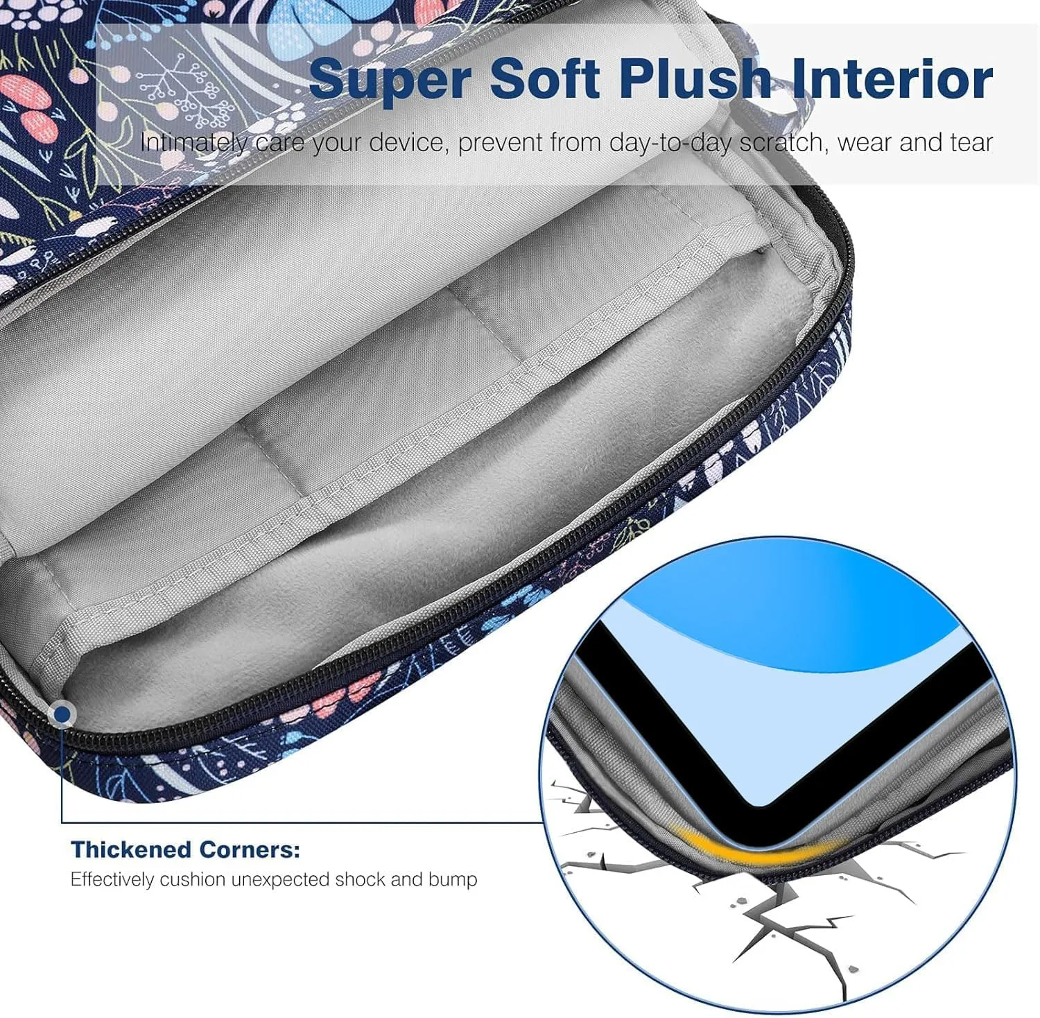 9-11 Inch Tablet Sleeve Bag Carrying Case with Shoulder Strap for iPad 10th Gen 10.9", iPad (A16) 11", iPad 9/8/7th 10.2", iPad Air/Pro 11", iPad Air 5/4, Galaxy Tab A9  Plus 11", Night Blue