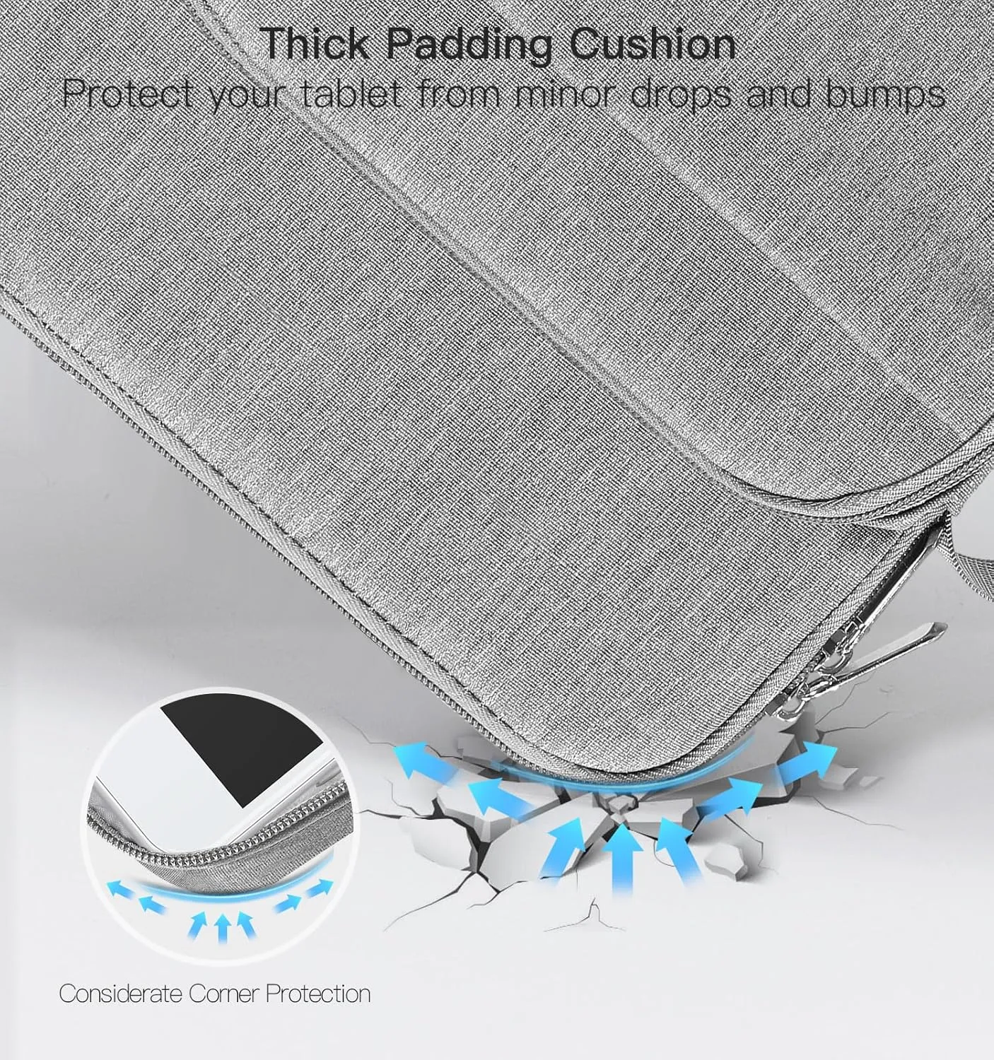 9-11 Inch Tablet Sleeve Bag with Shoulder Strap for iPad 10th Gen 10.9", iPad 9/8/7th Gen 10.2", iPad Air 11", iPad Pro 11" M4 M2, iPad Air5/4 10.9", Galaxy Tab A9  Plus 11"/S9 FE, Gray