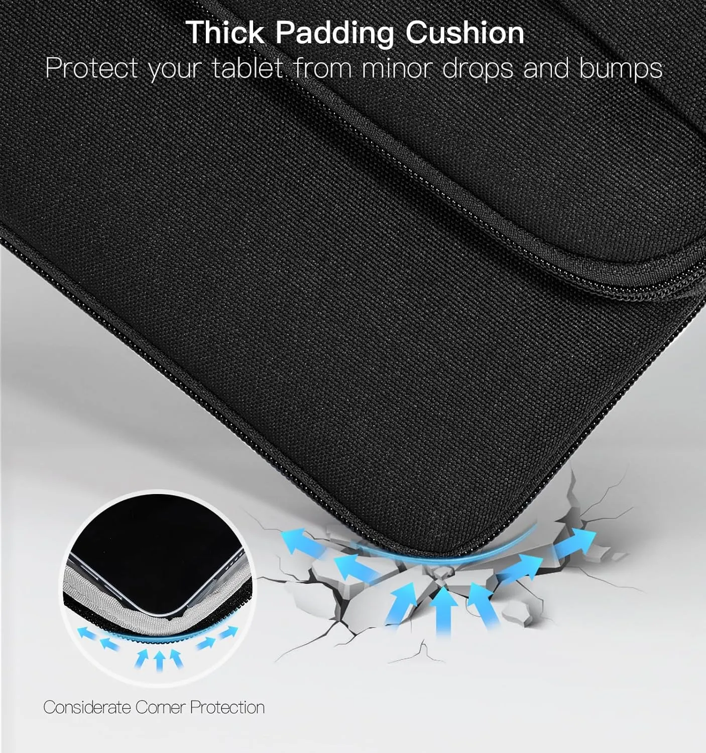 9-11 Inch Tablet Sleeve Bag with Shoulder Strap for iPad 10th Gen 10.9", iPad (A16) 11", iPad 9/8/7th Gen 10.2", iPad Air 11", iPad Pro 11", iPad Air5/4 10.9", Galaxy Tab A9  Plus 11",Black