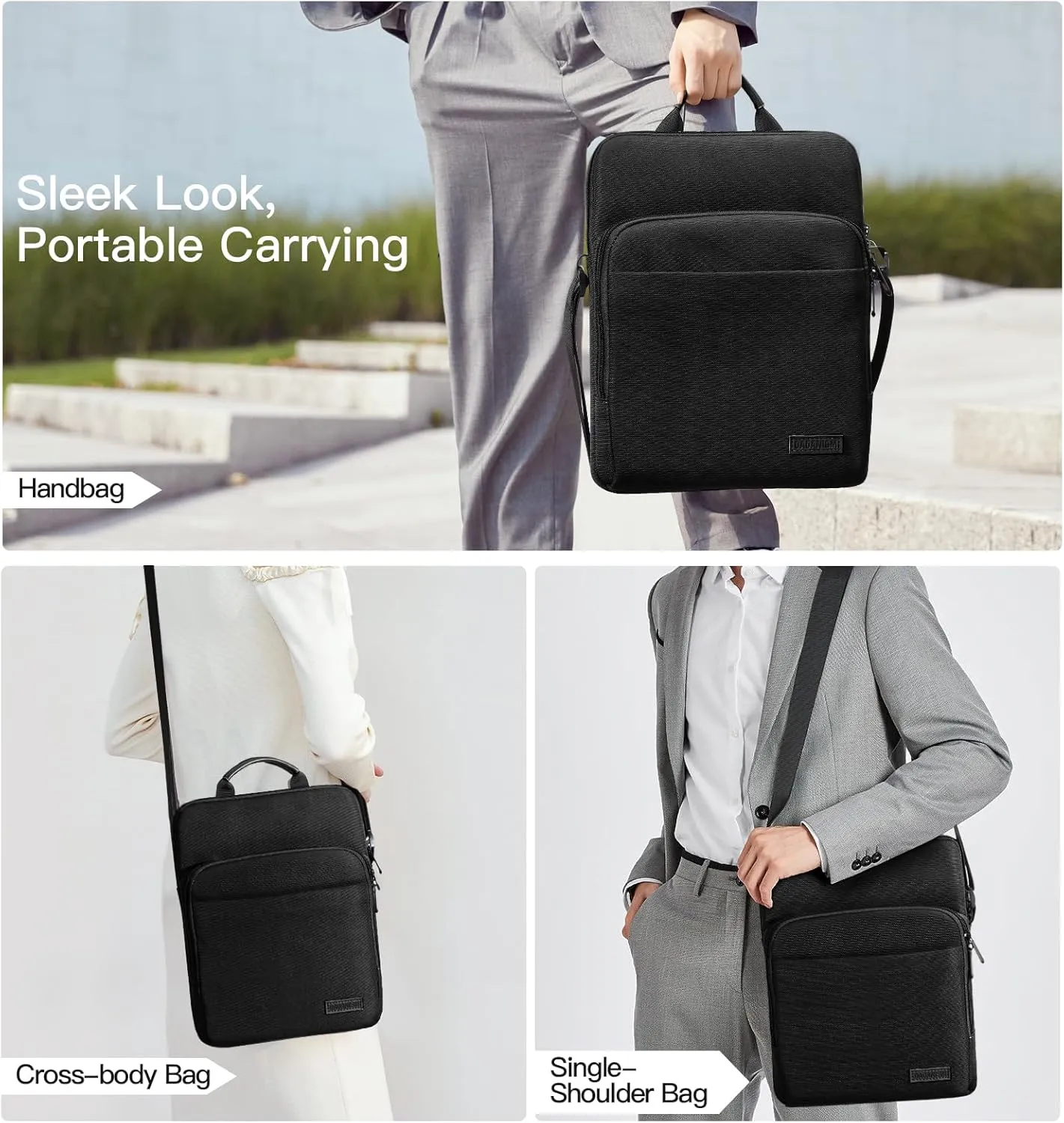 9-11 Inch Tablet Sleeve Bag with Shoulder Strap for iPad 10th Gen 10.9", iPad (A16) 11", iPad 9/8/7th Gen 10.2", iPad Air 11", iPad Pro 11", iPad Air5/4 10.9", Galaxy Tab A9  Plus 11",Black
