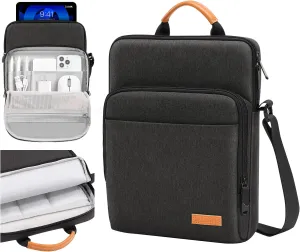 9-11 Inch Tablet Sleeve Bag with Shoulder Strap for iPad 10th Gen 10.9", iPad (A16) 11",iPad 9/8/7th Gen 10.2",iPad Air 11",iPad Pro 11",iPad Air5/4 10.9",Galaxy Tab A9  Plus 11",Black & Gray