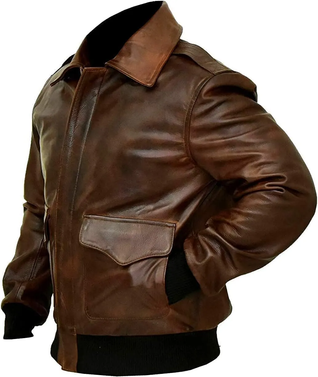 A2 Aviator Flying Tiger WWII Flight Aviator Bomber Jacket in Real Leather for Men | B3 Bomber leather jacket