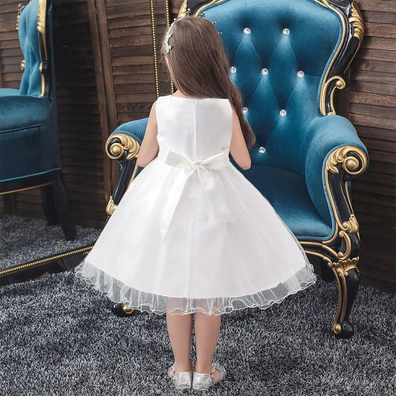 Acecharming Girls Dresses Sequin Flower Girls Party Dress Bridesmaid Ball Gown Wedding Tulle 3-10 Years