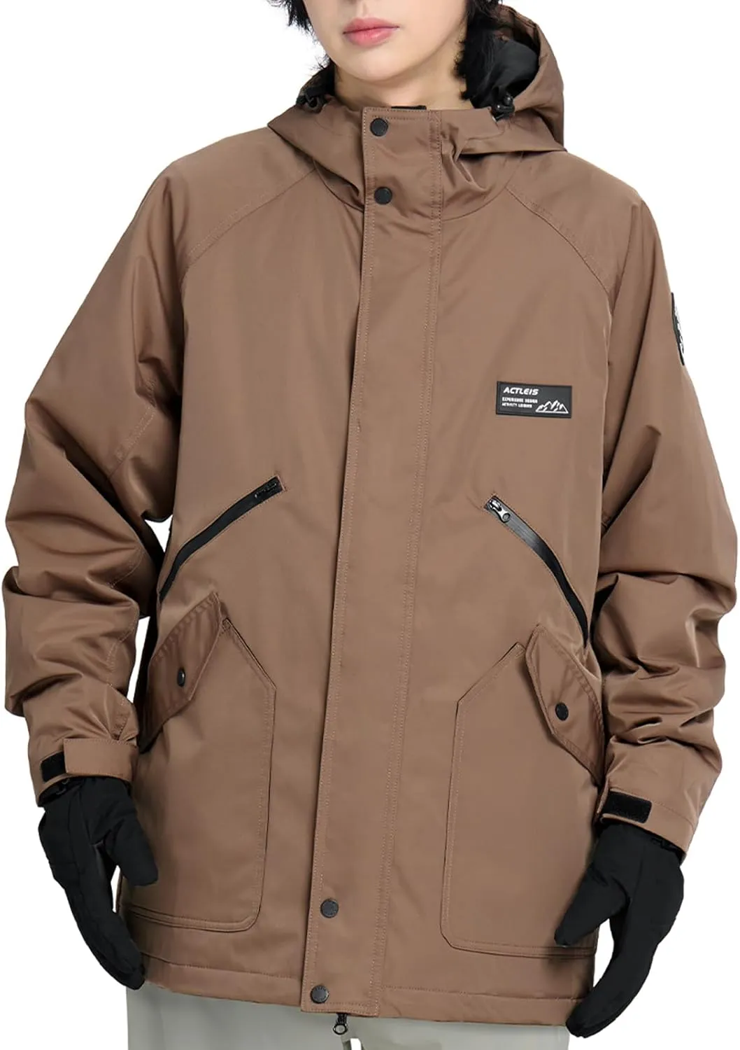 Actleis Men's Waterproof Snowboarding Jacket Winter Warm Windproof Ski Snow Coat With Hood