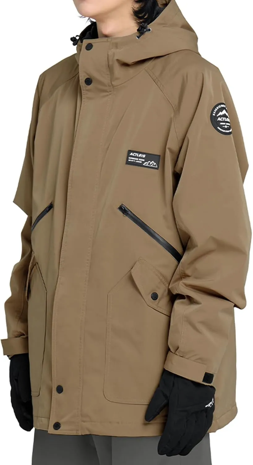 Actleis Men's Waterproof Snowboarding Jacket Winter Warm Windproof Ski Snow Coat With Hood