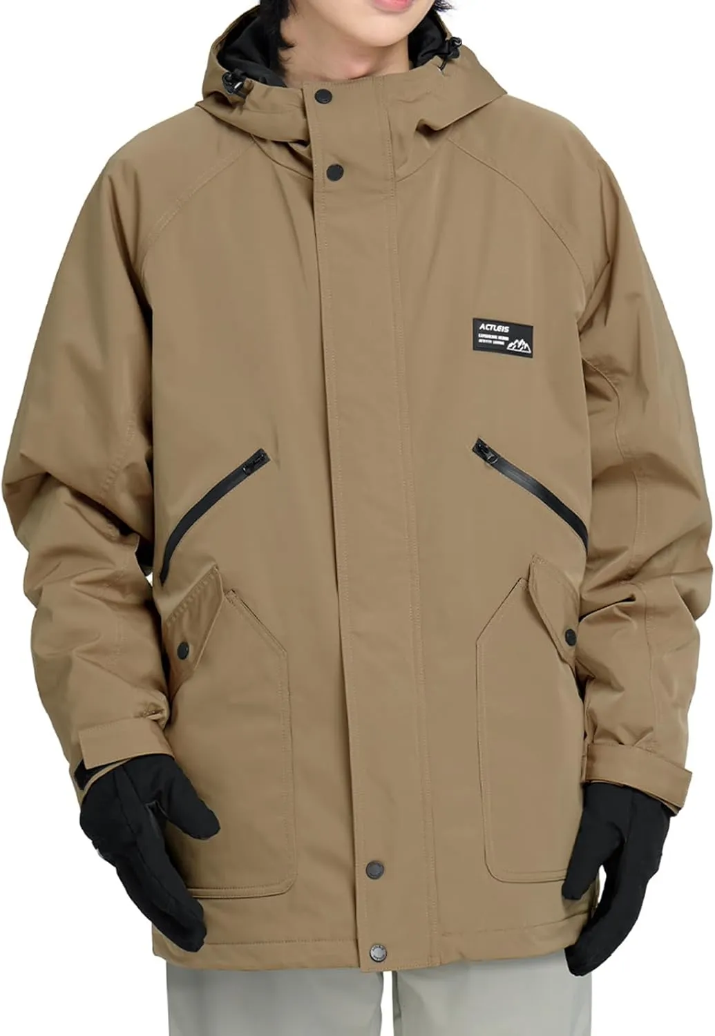 Actleis Men's Waterproof Snowboarding Jacket Winter Warm Windproof Ski Snow Coat With Hood