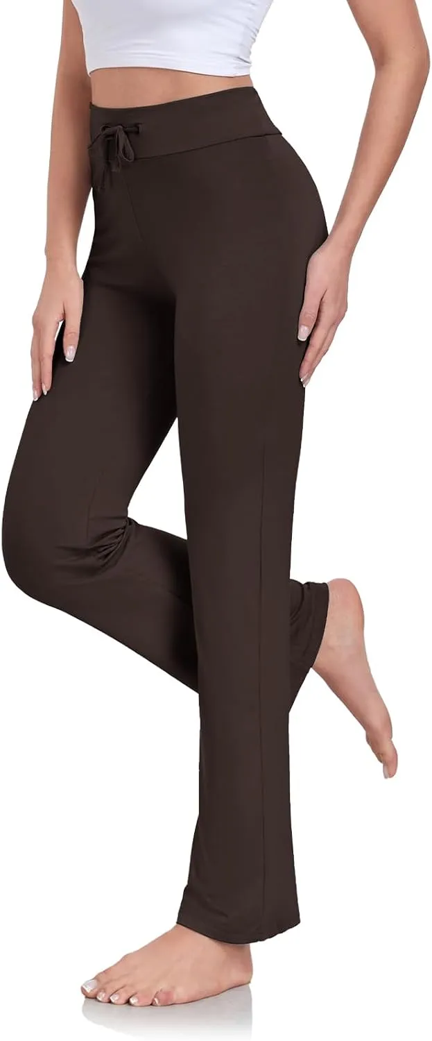 ADANIKI Women's Long Modal Comfy Drawstring Trousers Loose Straight-Leg for Yoga Running Sporting