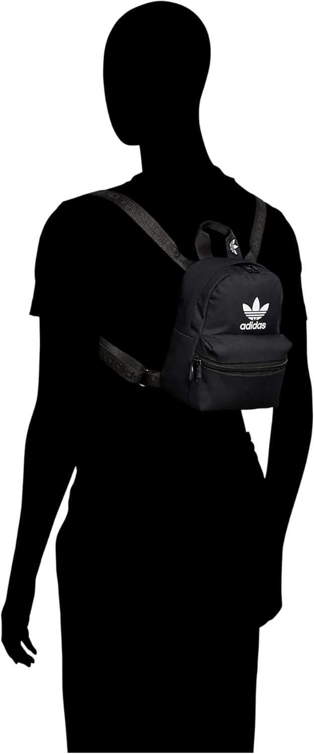 adidas Originals Trefoil 2.0 Mini Backpack Small Travel Bag, Black/White, One Size