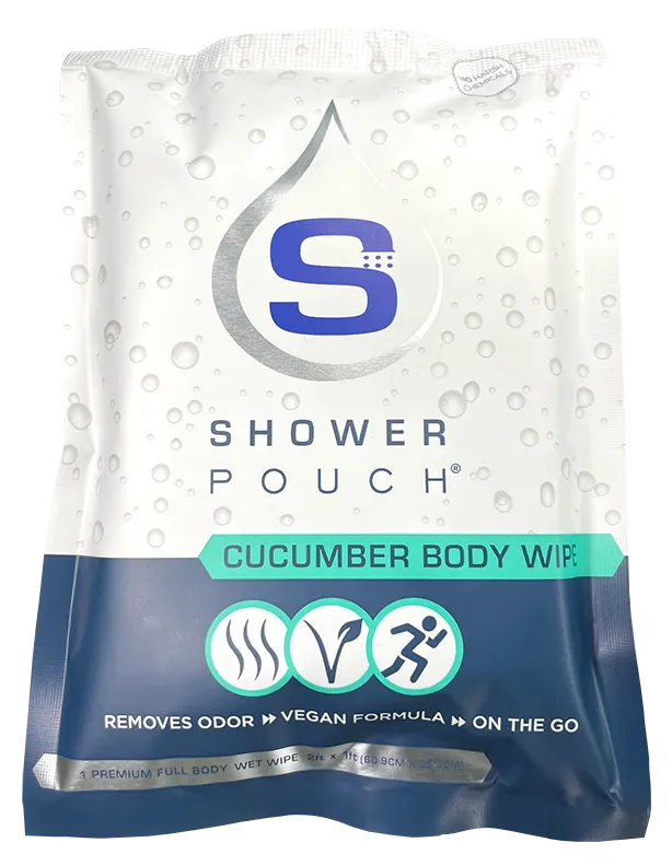 Adventure Sampler Kit: 4 Shower Pouches, 1 Hand Sanitizer (80%), and 1 Deodorant
