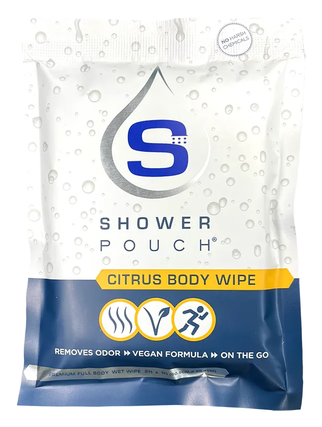 Adventure Sampler Kit: 4 Shower Pouches, 1 Hand Sanitizer (80%), and 1 Deodorant