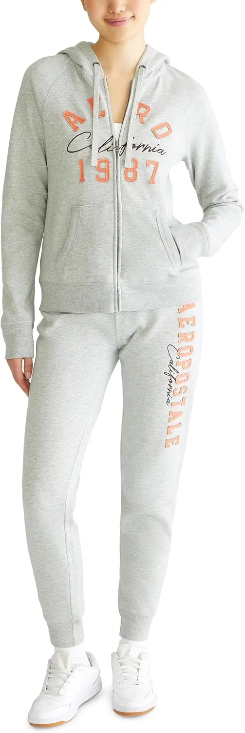AEROPOSTALE Women's Aero Logo Full Zip Hoodie- Arches- Aero 1987 California