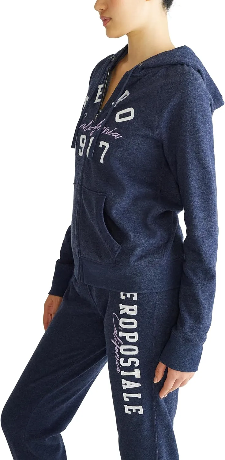 AEROPOSTALE Women's Aero Logo Full Zip Hoodie- Arches- Aero 1987 California