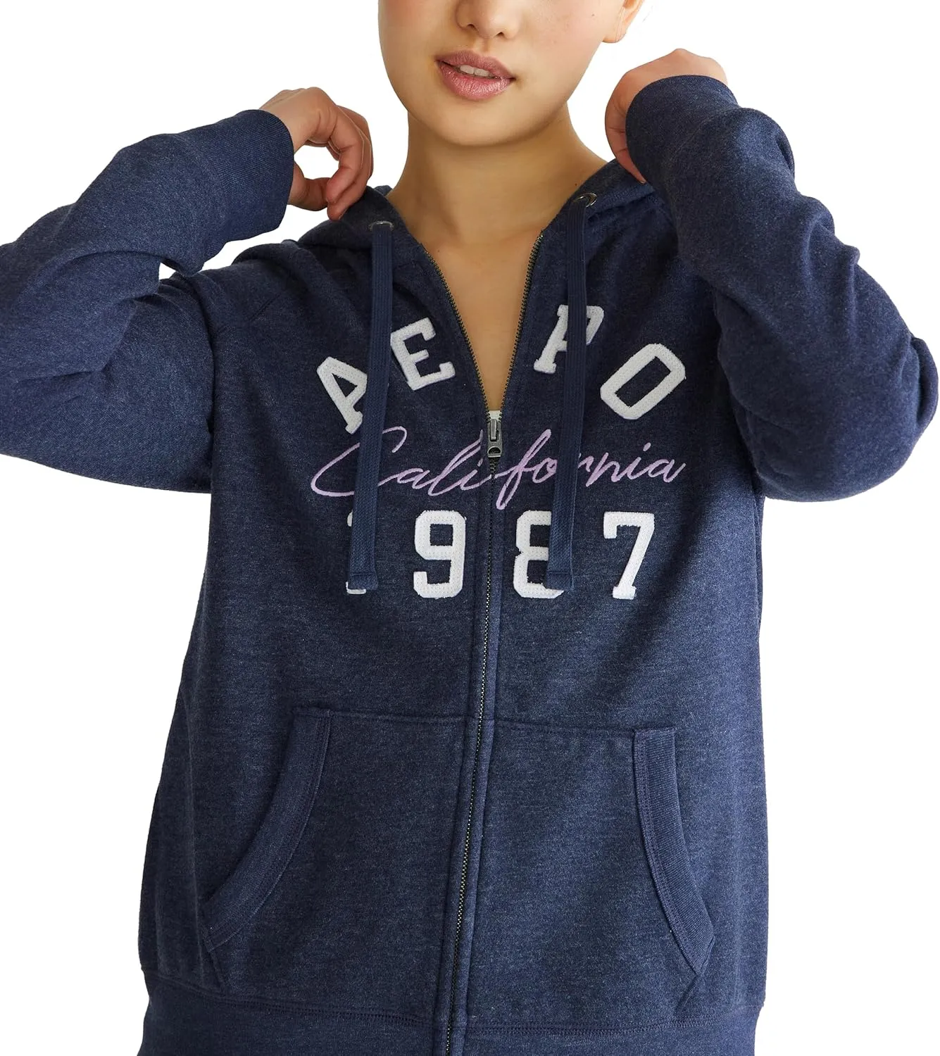 AEROPOSTALE Women's Aero Logo Full Zip Hoodie- Arches- Aero 1987 California