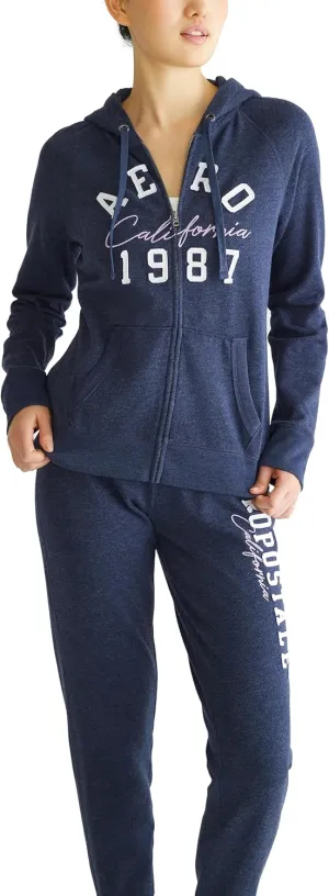 AEROPOSTALE Women's Aero Logo Full Zip Hoodie- Arches- Aero 1987 California