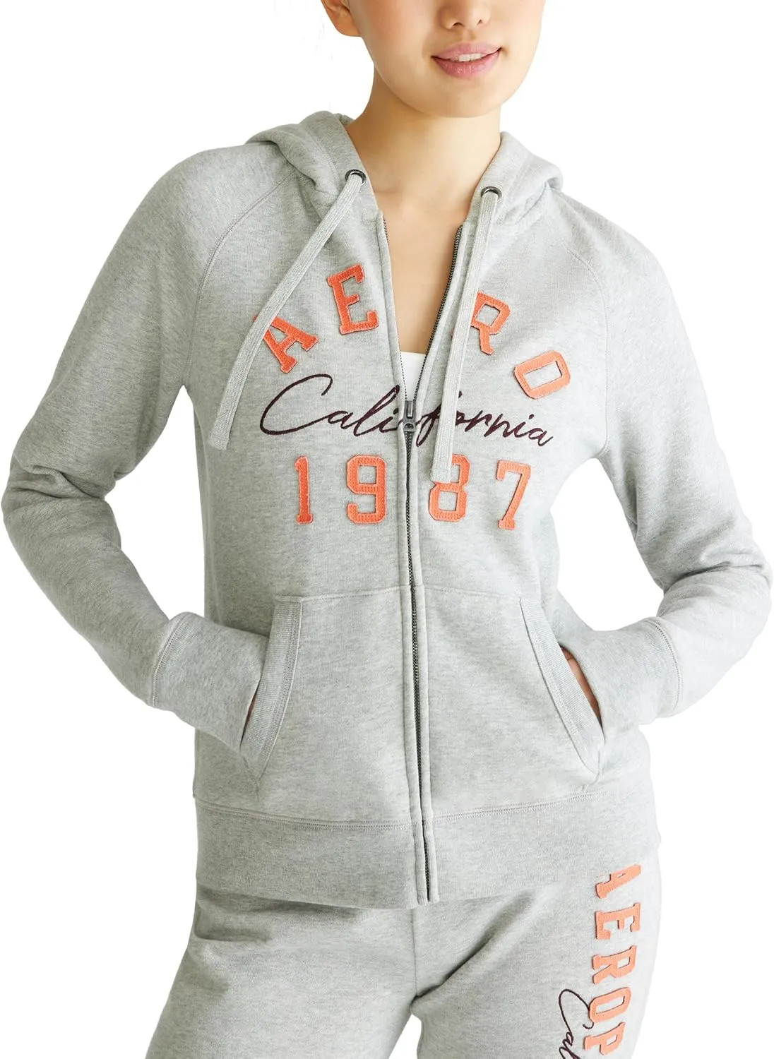 AEROPOSTALE Women's Aero Logo Full Zip Hoodie- Arches- Aero 1987 California