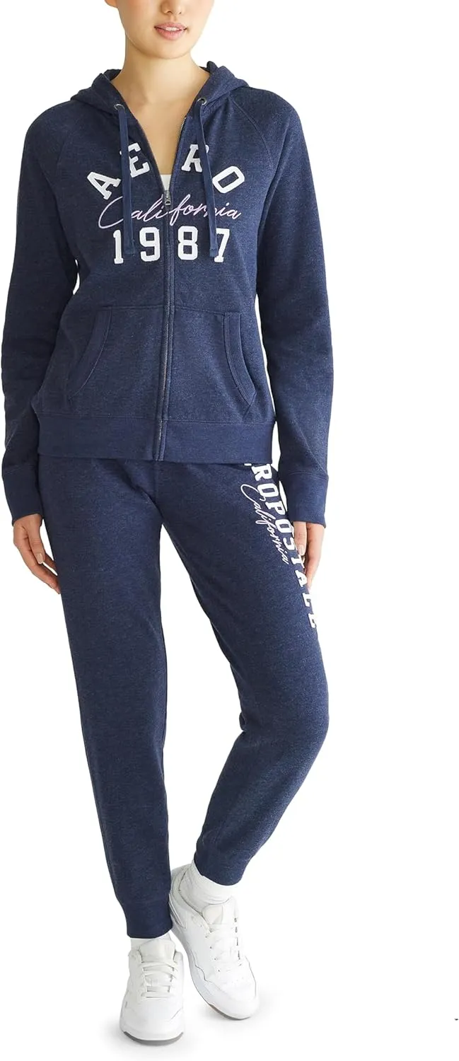 AEROPOSTALE Women's Aero Logo Full Zip Hoodie- Arches- Aero 1987 California