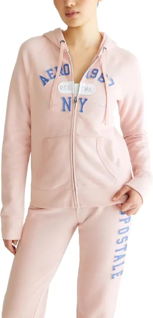 AEROPOSTALE Women's Aero Logo Full Zip Hoodie- Arches- Aero 1987 New York