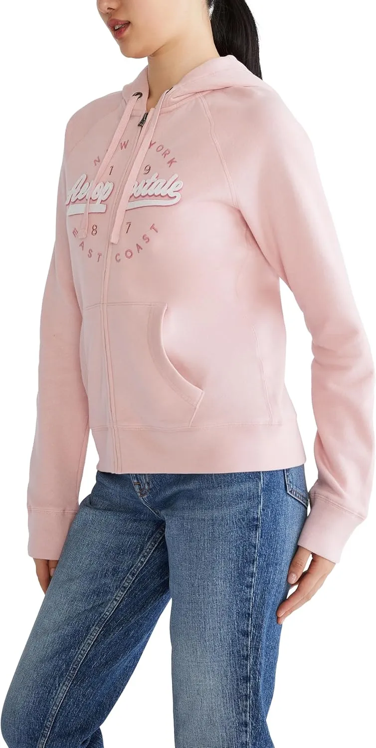 AEROPOSTALE Women's Aero Logo Full Zip Hoodie-Circle/Scripts