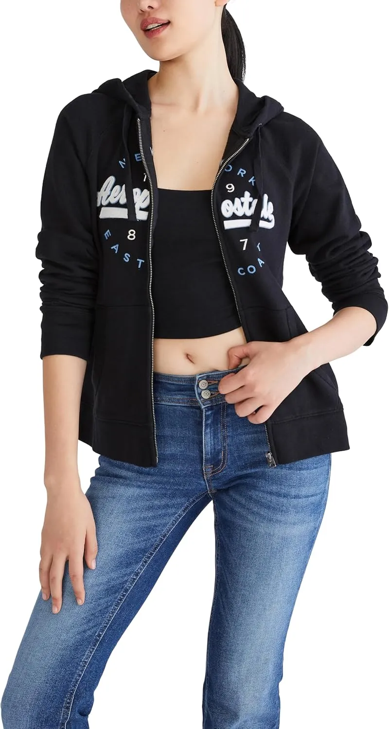 AEROPOSTALE Women's Aero Logo Full Zip Hoodie-Circle/Scripts