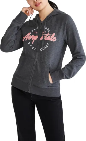 AEROPOSTALE Women's Aero Logo Full Zip Hoodie-Circle/Scripts