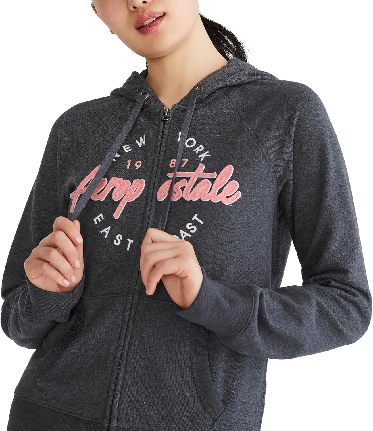 AEROPOSTALE Women's Aero Logo Full Zip Hoodie-Circle/Scripts