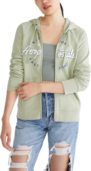 AEROPOSTALE Women's Aero Logo Full Zip Hoodie-Circle/Scripts