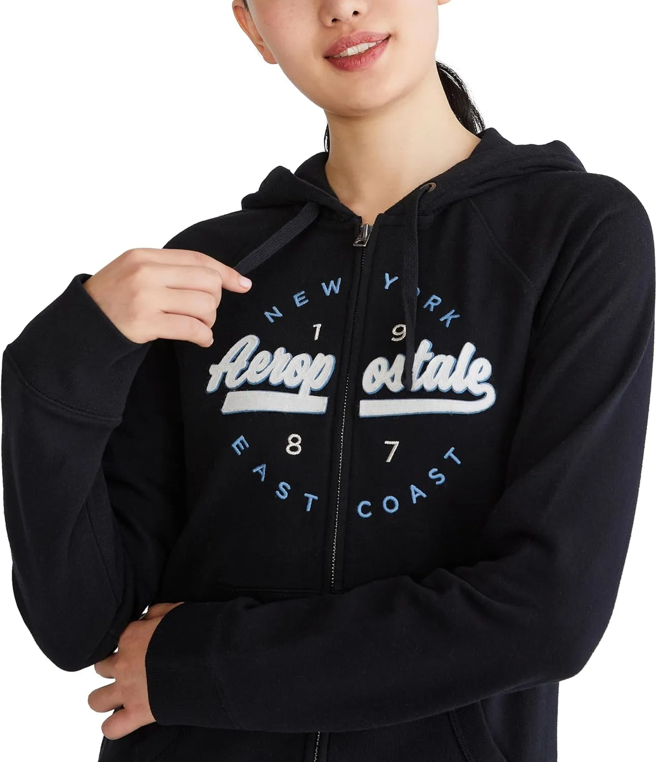 AEROPOSTALE Women's Aero Logo Full Zip Hoodie-Circle/Scripts