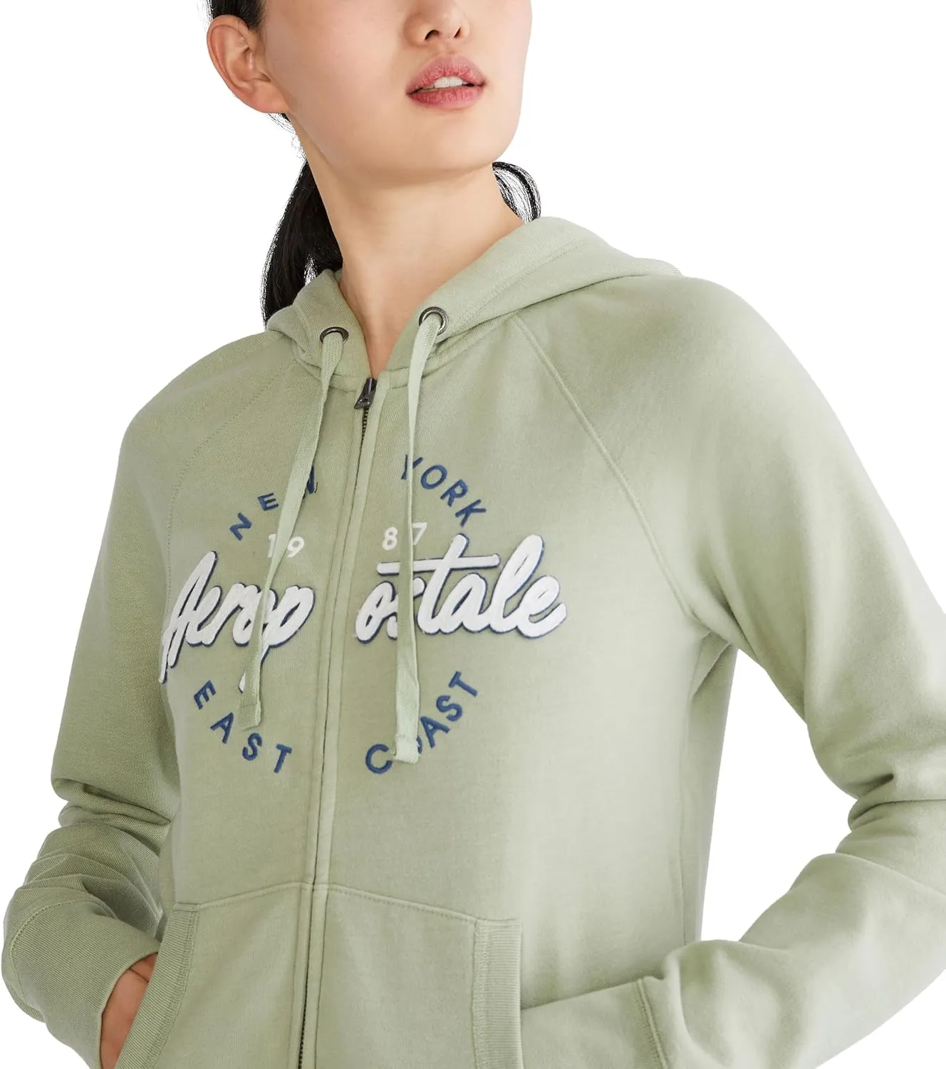 AEROPOSTALE Women's Aero Logo Full Zip Hoodie-Circle/Scripts