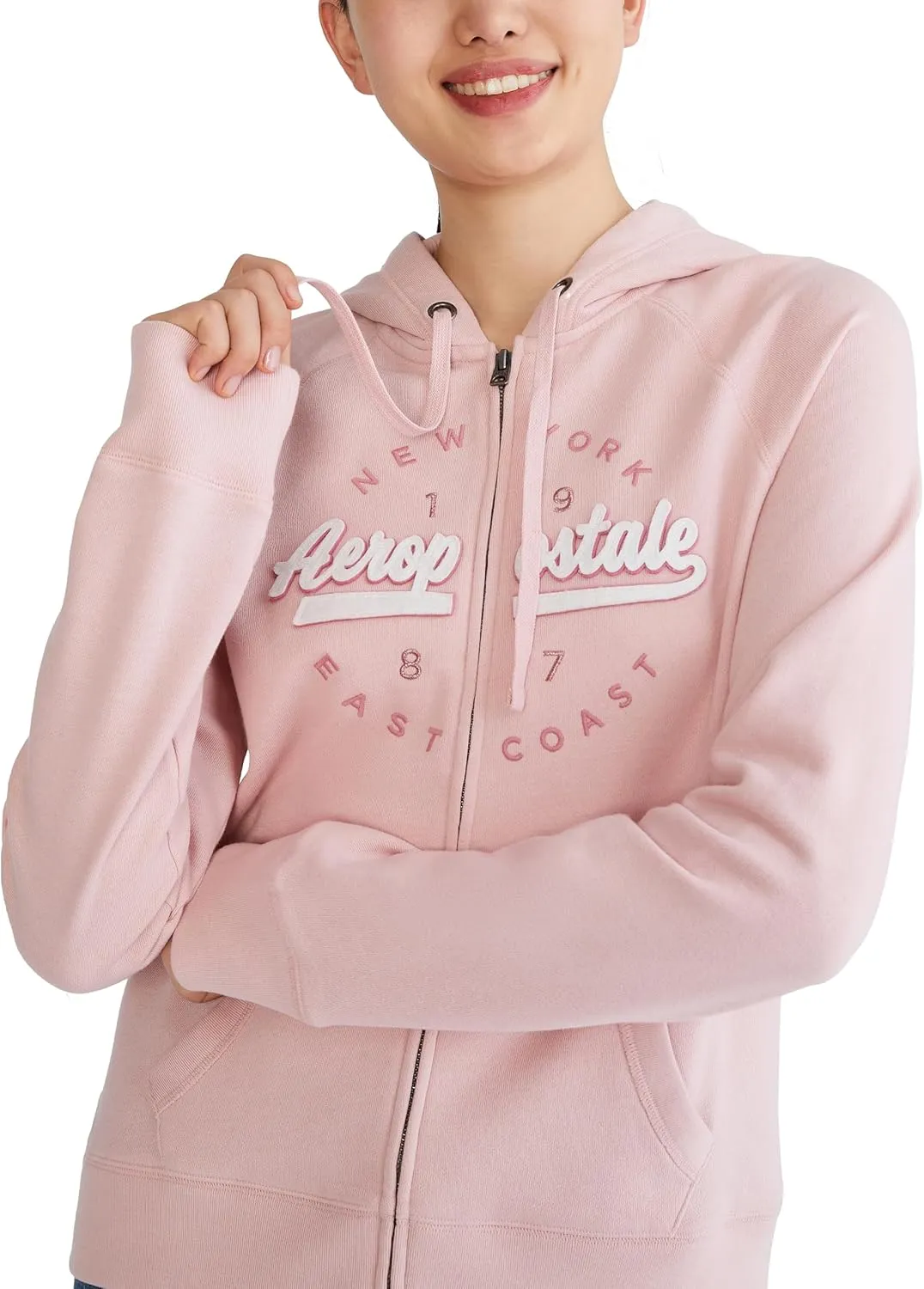 AEROPOSTALE Women's Aero Logo Full Zip Hoodie-Circle/Scripts