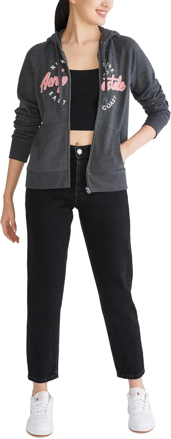 AEROPOSTALE Women's Aero Logo Full Zip Hoodie-Circle/Scripts