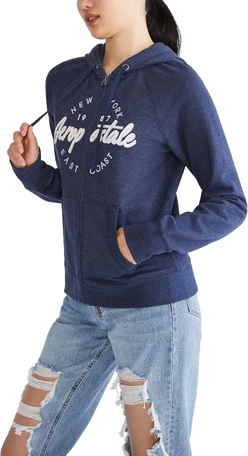 AEROPOSTALE Women's Aero Logo Full Zip Hoodie-Circle/Scripts