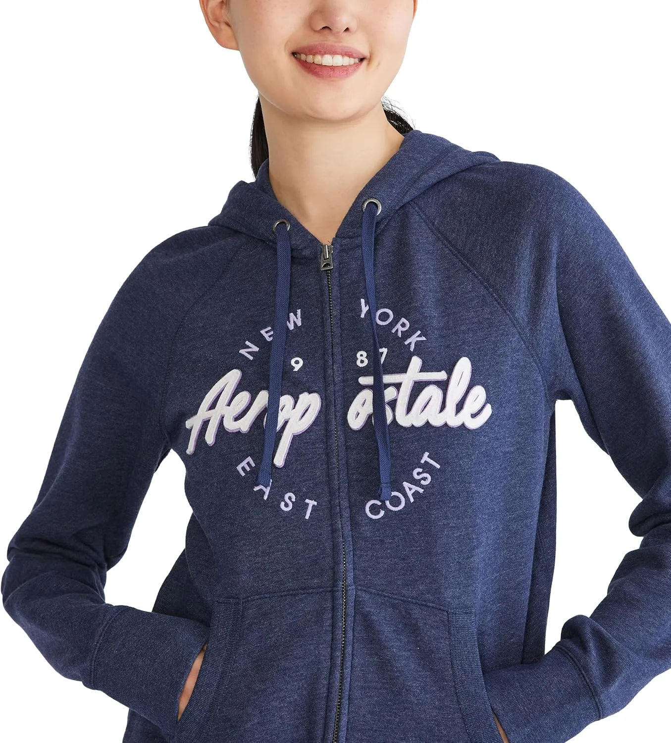 AEROPOSTALE Women's Aero Logo Full Zip Hoodie-Circle/Scripts