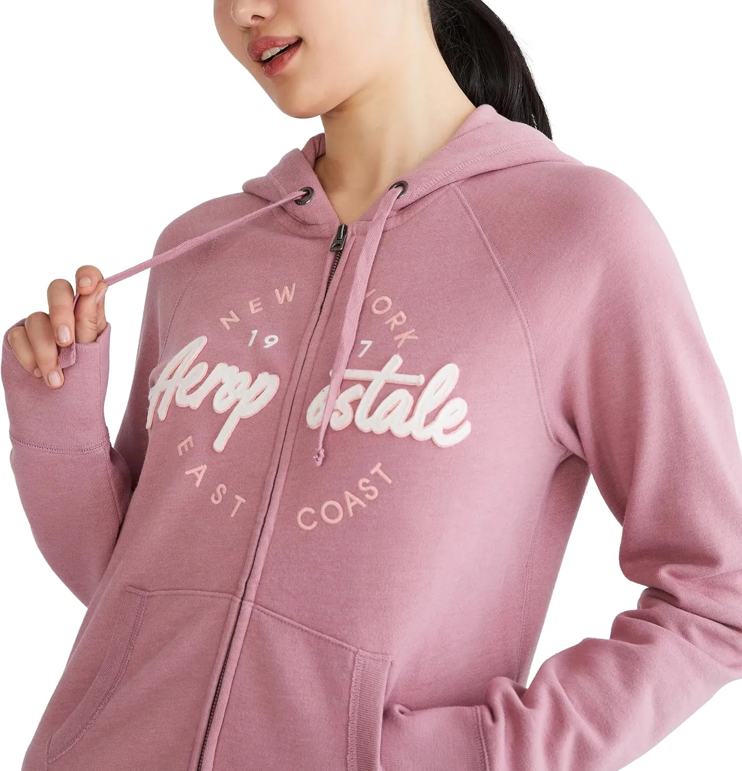 AEROPOSTALE Women's Aero Logo Full Zip Hoodie-Circle/Scripts