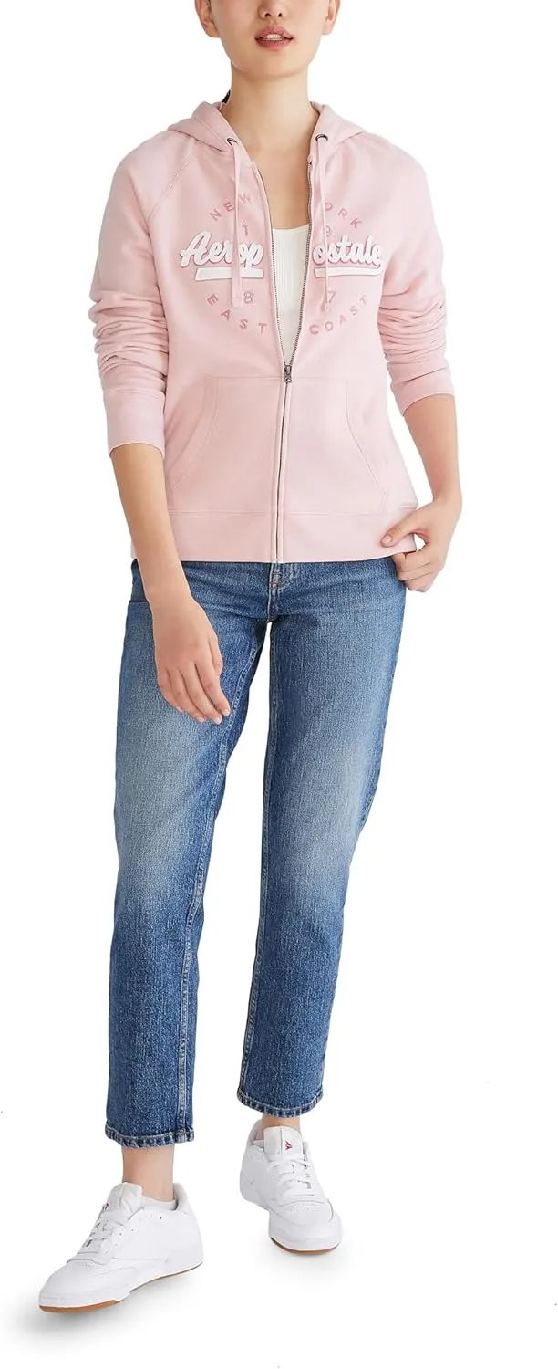 AEROPOSTALE Women's Aero Logo Full Zip Hoodie-Circle/Scripts