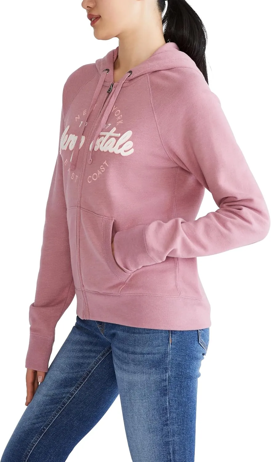 AEROPOSTALE Women's Aero Logo Full Zip Hoodie-Circle/Scripts