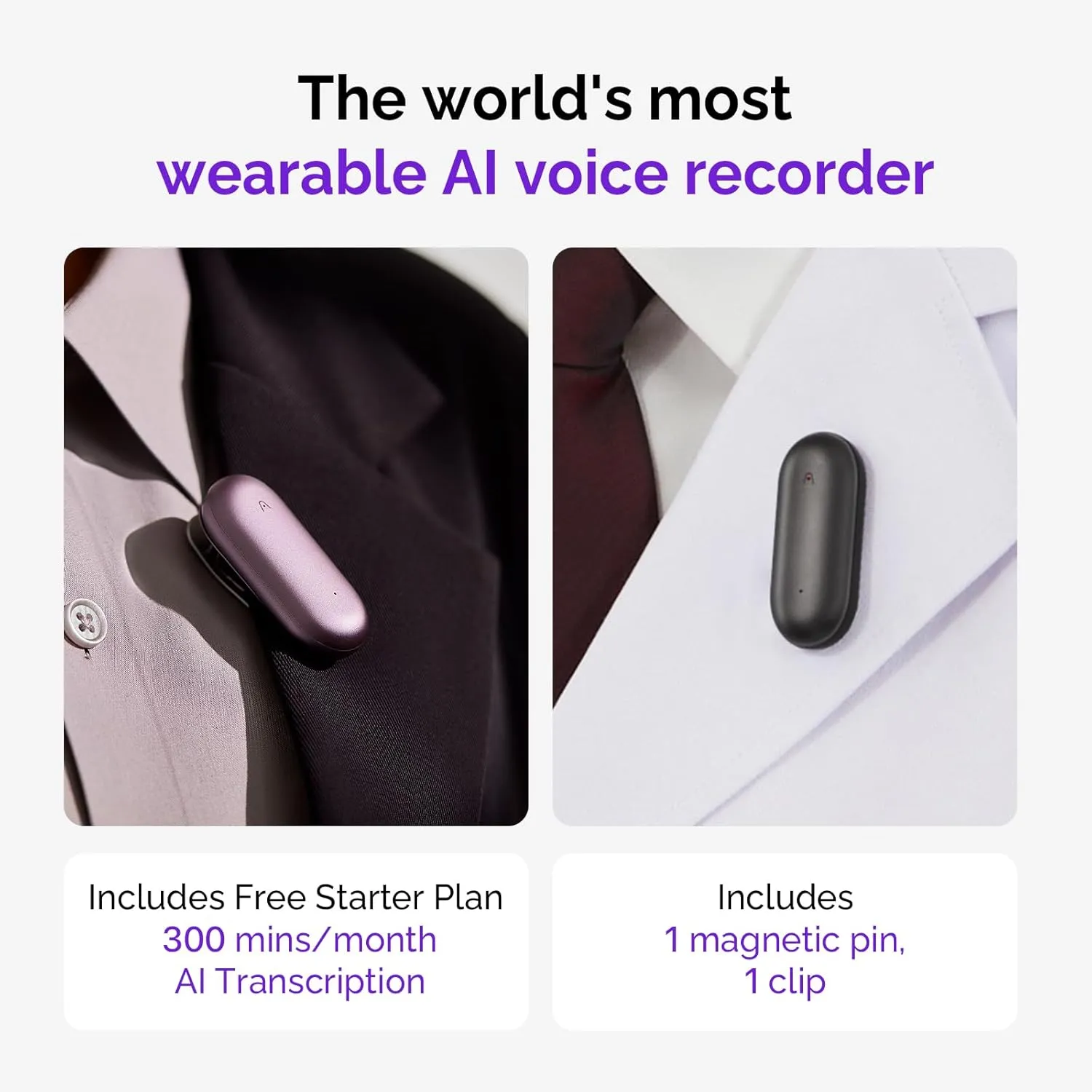 AI Voice Recorder, PLAUD NotePin Voice Recorder, App Control, AI Notetaker, AI Transcribe & Summarize, Support 112 Languages, 64GB Memory, Audio Recorder for Lectures, Meetings, Cosmic Gray