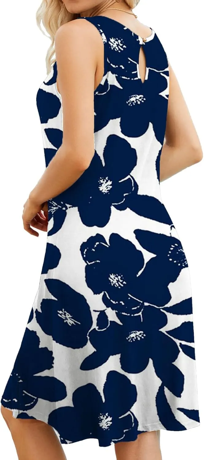 Akihoo Womens Summer Casual Dresses Sleeveless Tshirt Sundress Vest Tank Sun Dress