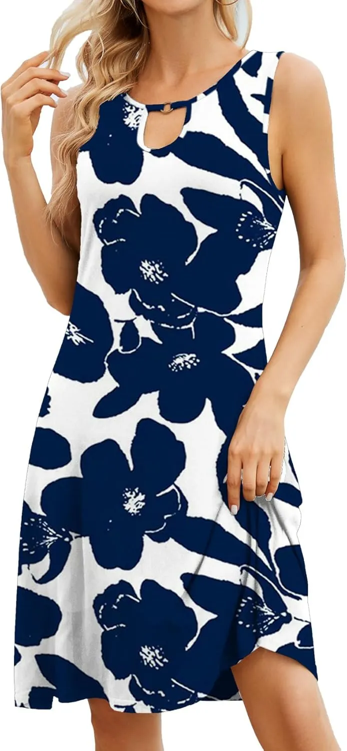Akihoo Womens Summer Casual Dresses Sleeveless Tshirt Sundress Vest Tank Sun Dress