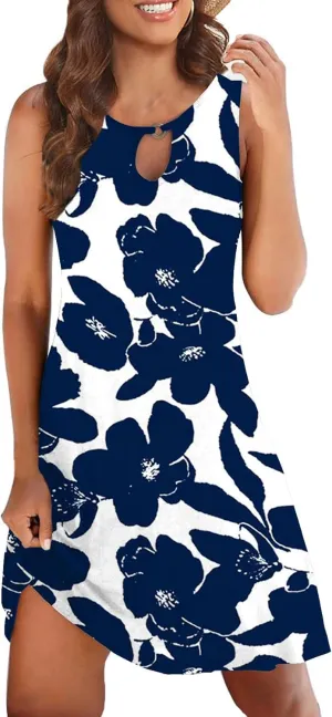Akihoo Womens Summer Casual Dresses Sleeveless Tshirt Sundress Vest Tank Sun Dress