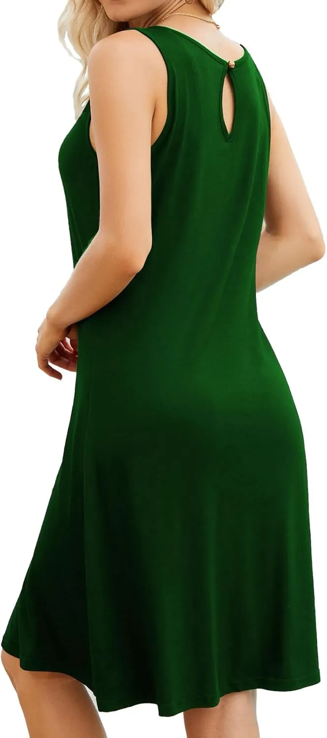 Akihoo Womens Summer Casual Dresses Sleeveless Tshirt Sundress Vest Tank Sun Dress