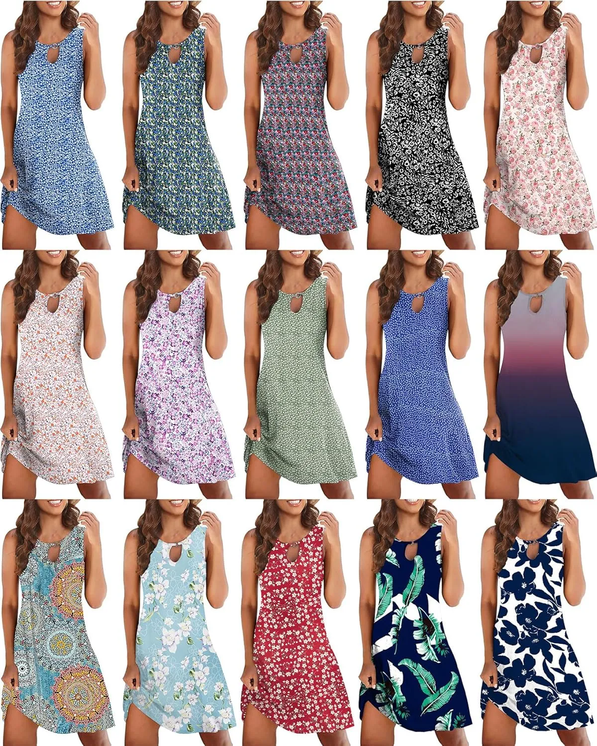 Akihoo Womens Summer Casual Dresses Sleeveless Tshirt Sundress Vest Tank Sun Dress