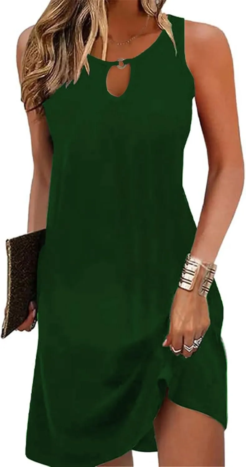 Akihoo Womens Summer Casual Dresses Sleeveless Tshirt Sundress Vest Tank Sun Dress