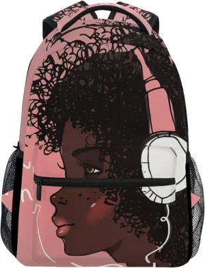 ALAZA African American Afro Music Backpack for Girls Kids Student Personalized Laptop iPad Tablet Travel School Bag with Multiple Pockets for Men Women College