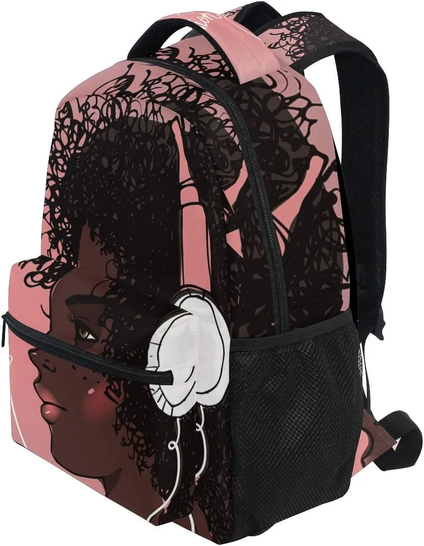 ALAZA African American Afro Music Backpack for Girls Kids Student Personalized Laptop iPad Tablet Travel School Bag with Multiple Pockets for Men Women College