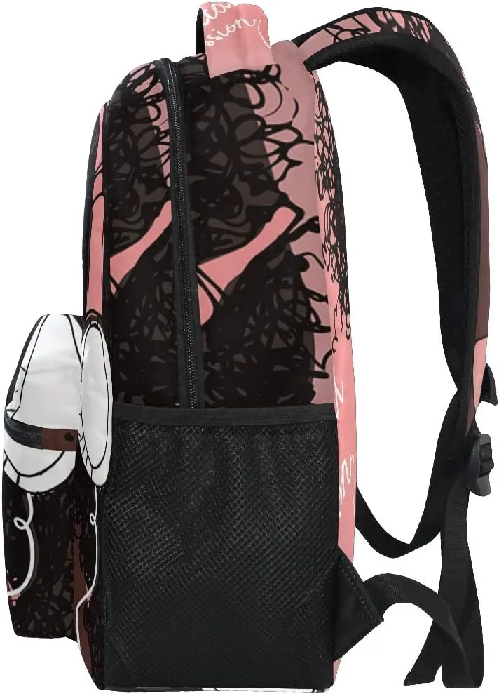 ALAZA African American Afro Music Backpack for Girls Kids Student Personalized Laptop iPad Tablet Travel School Bag with Multiple Pockets for Men Women College