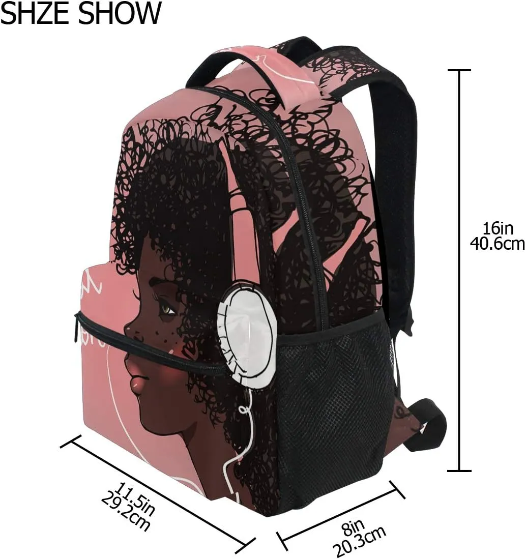 ALAZA African American Afro Music Backpack for Girls Kids Student Personalized Laptop iPad Tablet Travel School Bag with Multiple Pockets for Men Women College