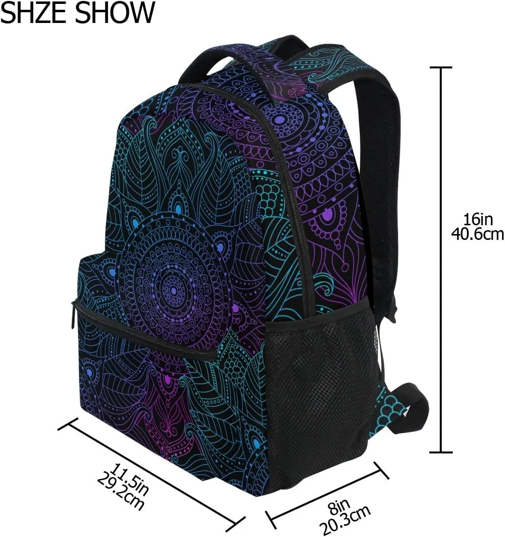 ALAZA Art Arabesque Mandala Boho Ethnic Bohemian Large Backpack Personalized Laptop iPad Tablet Travel School Bag with Multiple Pockets